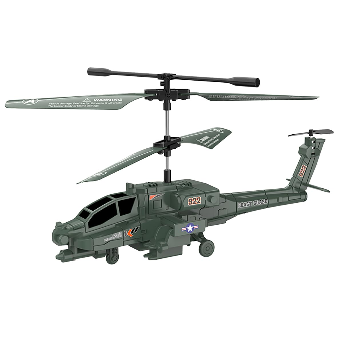 KJIXYUNG remote control helicopter with LED lights for dark tracking and low-power alerts.