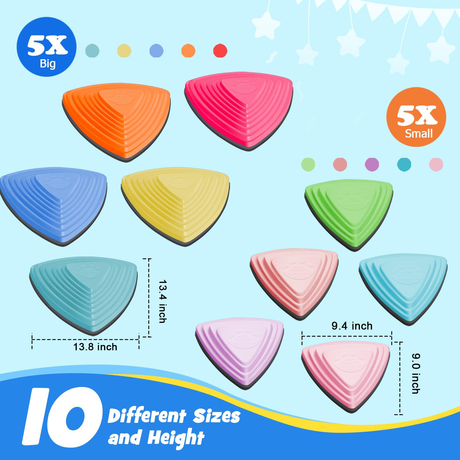 KJR Stepping Stones feature 13-8 and 9-4 inch sizes for different ages