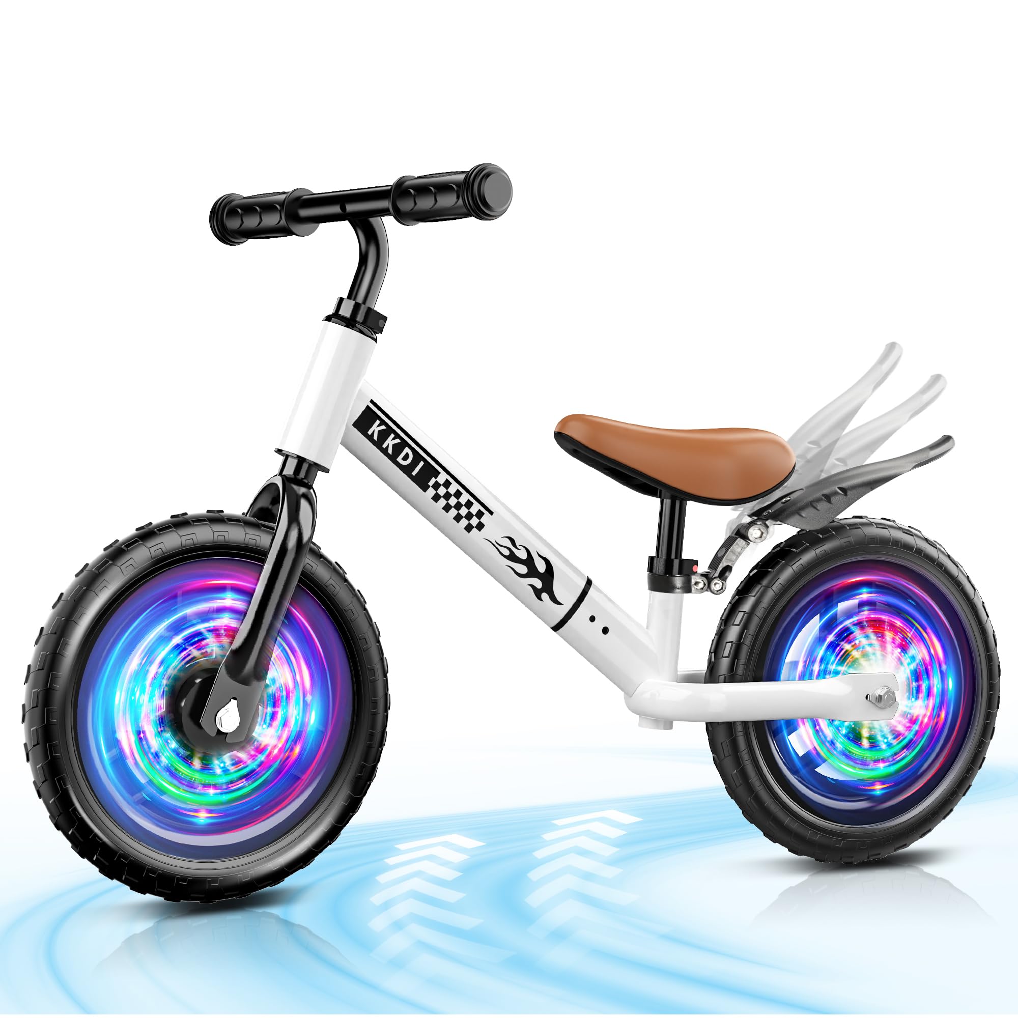 Kkdi toddler balance bike frame shows sturdy carbon steel for stable riding
