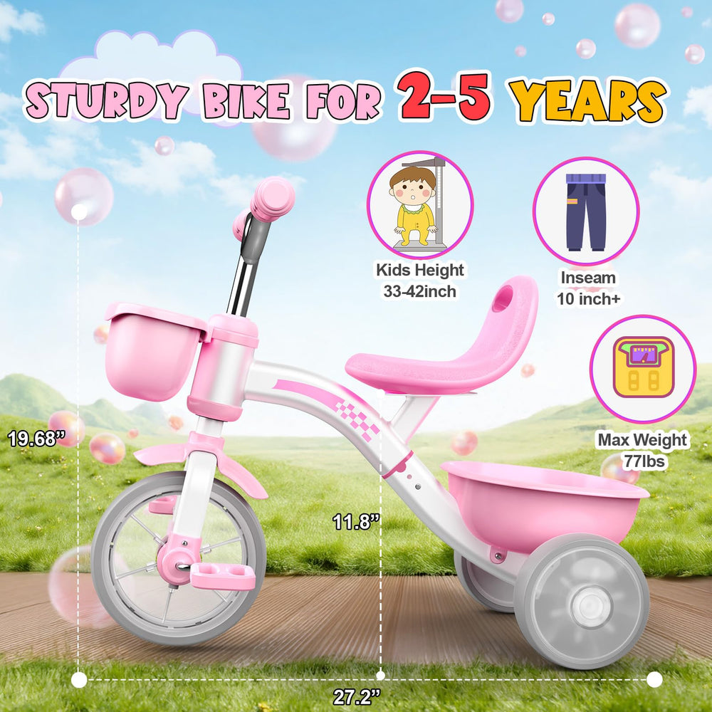 Kkdi Toddler Tricycle EVA wheels for quiet indoor play.
