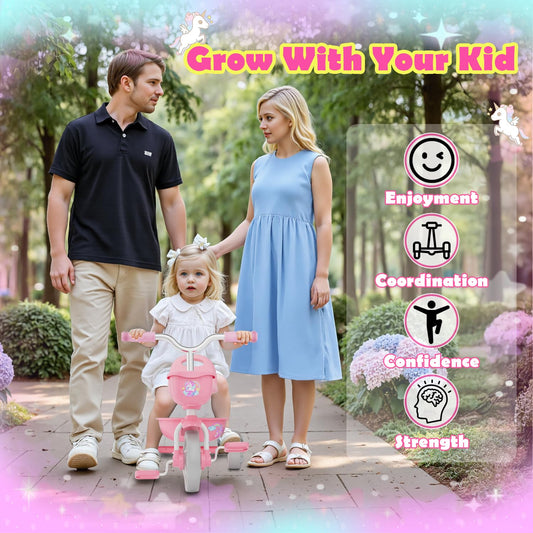 Kkdi tricycle with colorful glowing rear wheel for interactive fun.