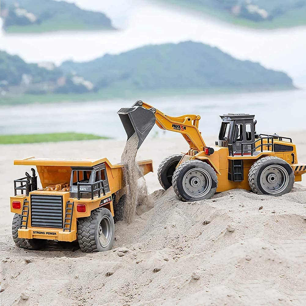 kkny rc dump truck bed dump action demonstrates interactive loading