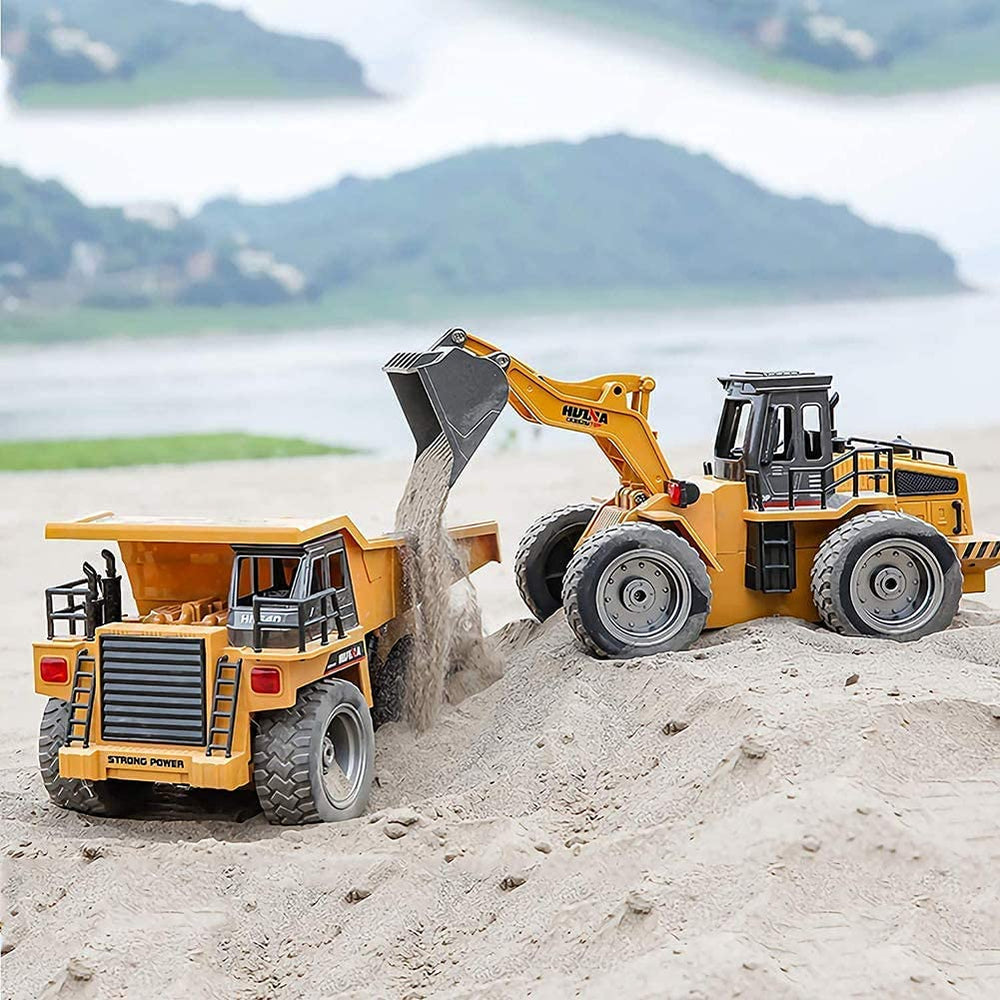 kkny rc dump truck bed dump action demonstrates interactive loading