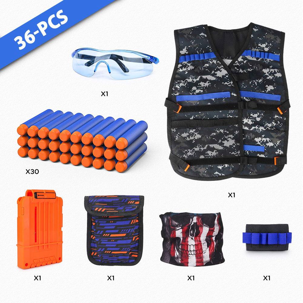 KKONES Kids Tactical Vest Kit darts for quick reload during Nerf games