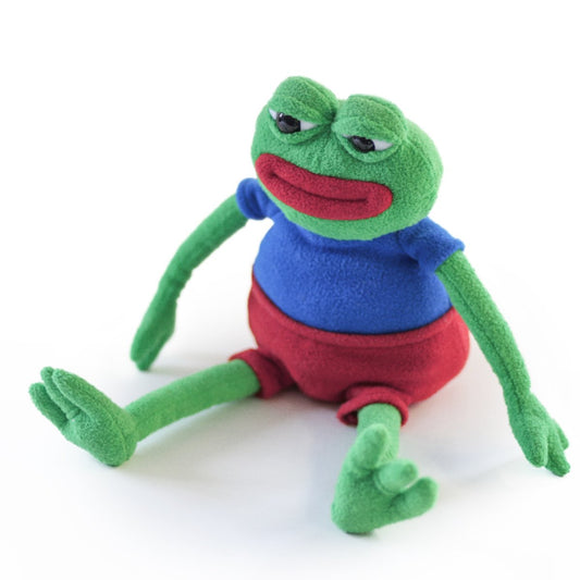 KKONES Pepe The Frog plush front view, soft and huggable for fans.