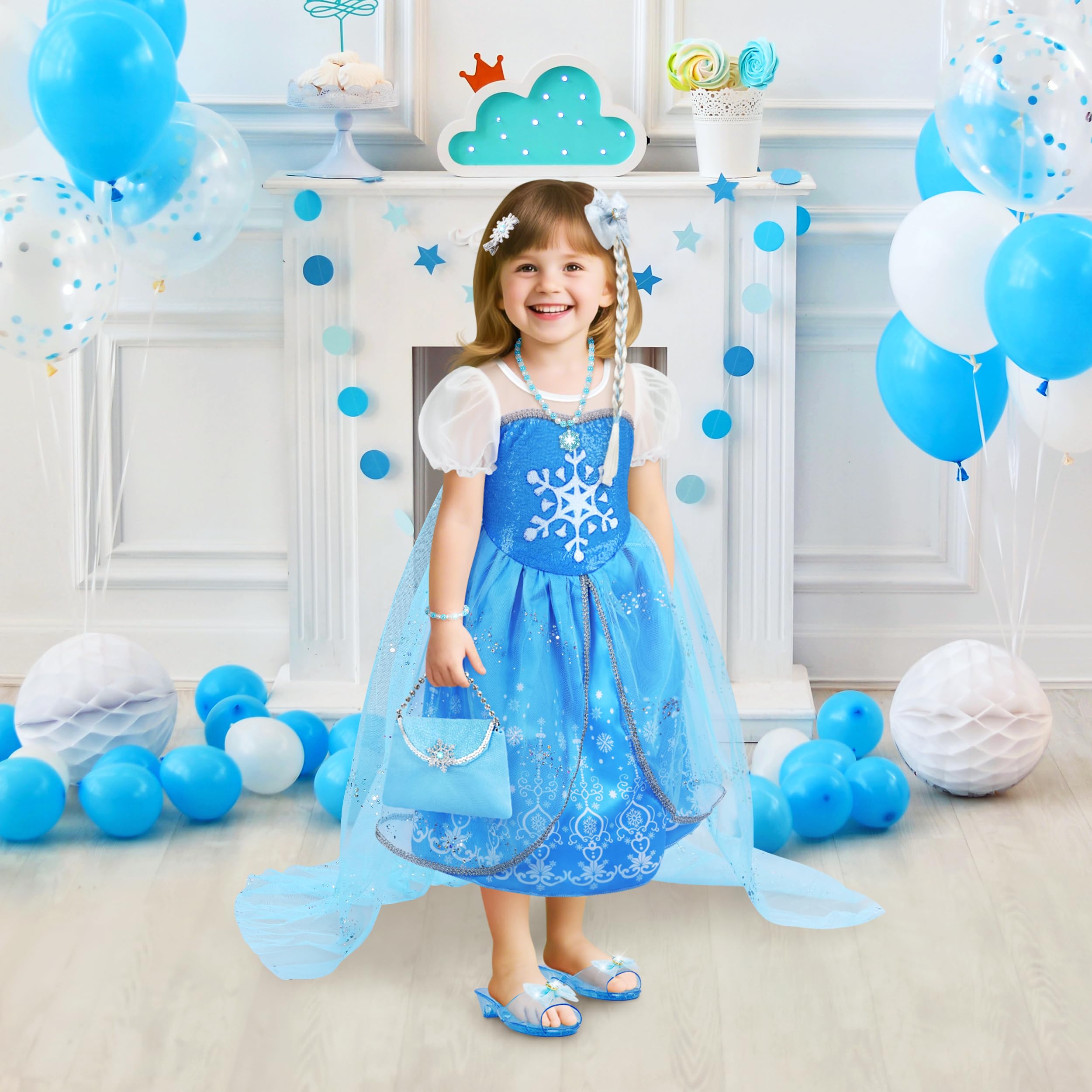 KKONES princess dress handbag and crystal shoes complete the set