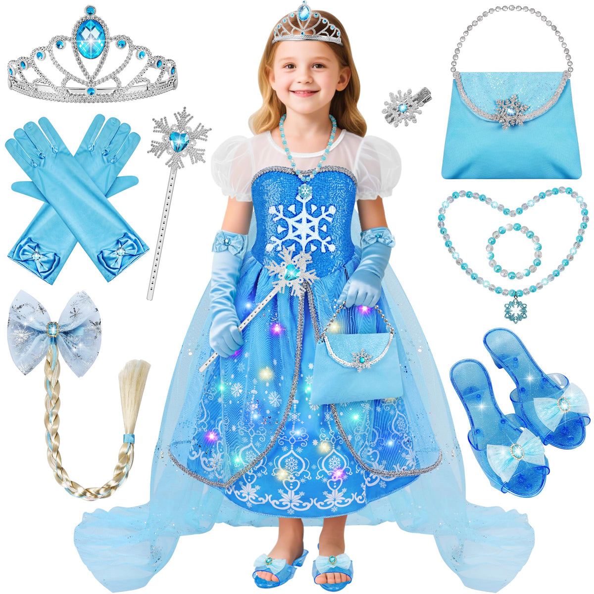KKONES princess dress light-up skirt shines for magical evening play