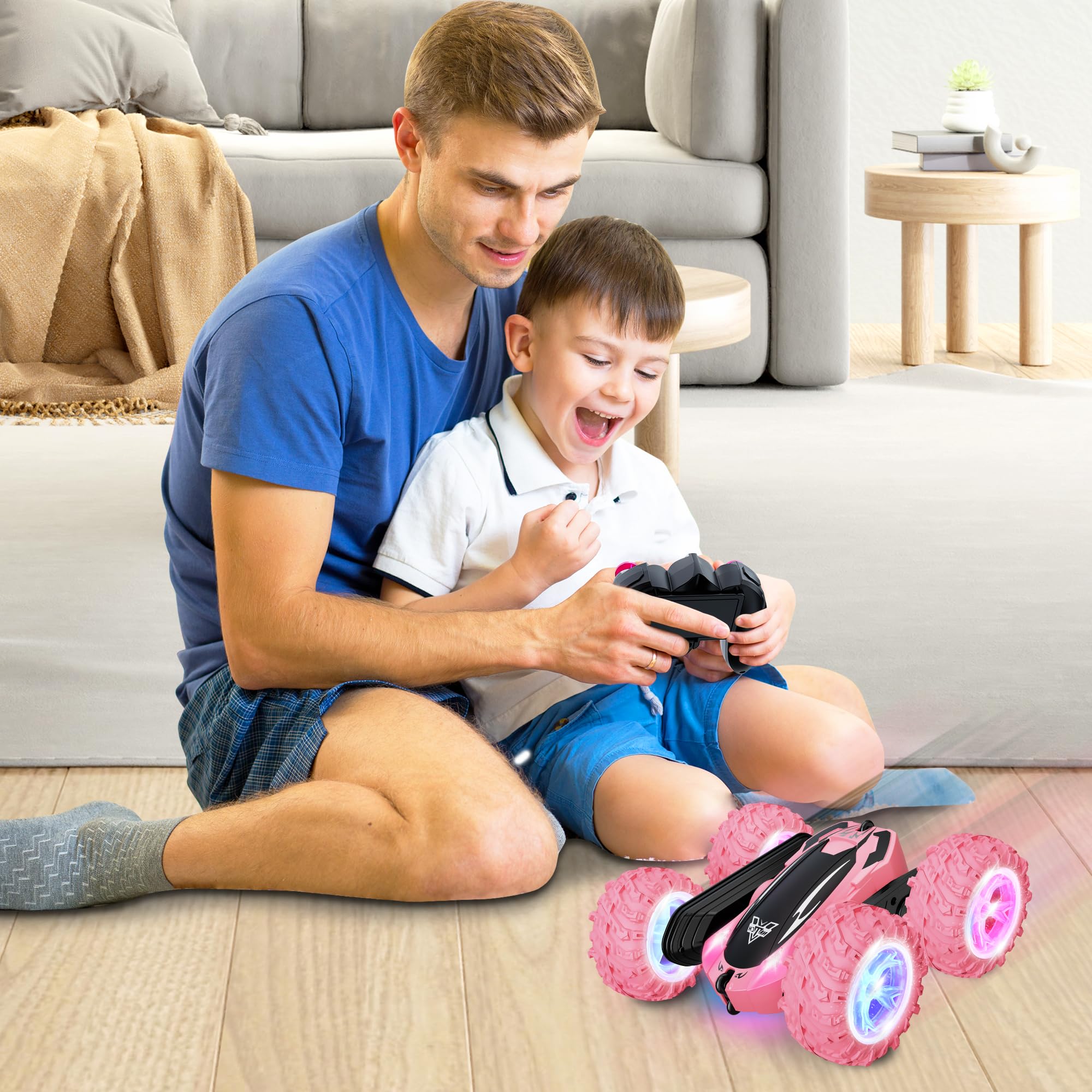 KKONES pink color remote control car ready for indoor and outdoor play