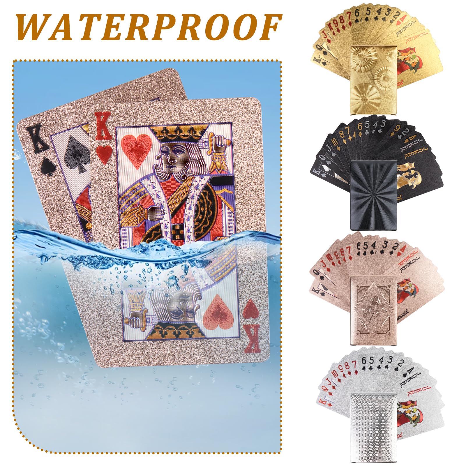 KKONHII four decks silver foil poker cards with crisp contrasts for smooth shuffling.