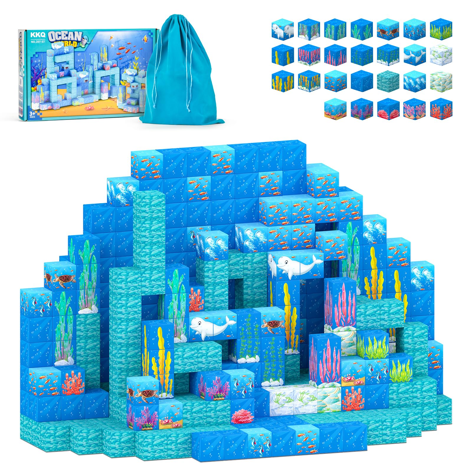 KKQ Magnetic Blocks 150PCS set for ocean-building creativity