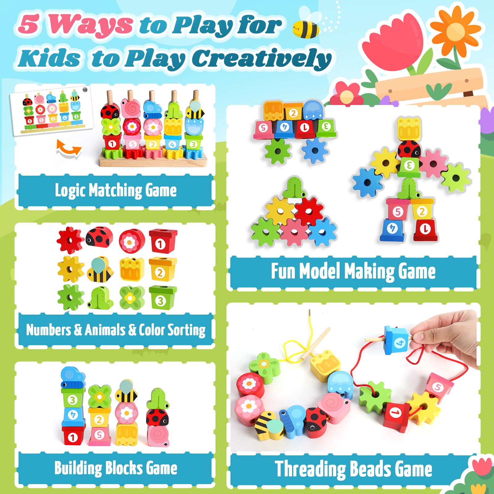 KLAPTOR color beads set encourages color recognition and thoughtful sequencing.