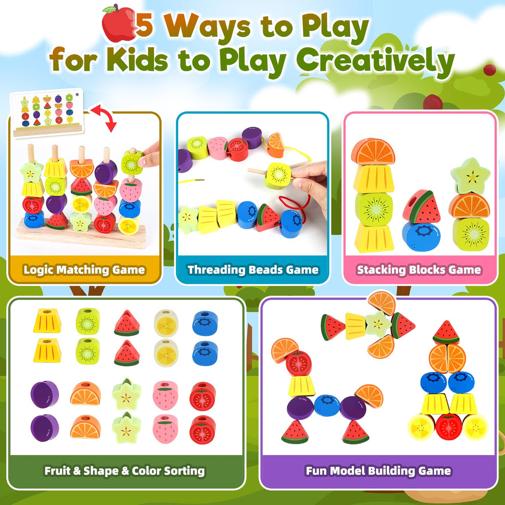 KLAPTOR fruit beads in bright colors aid color and shape recognition.