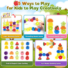 KLAPTOR fruit beads in bright colors aid color and shape recognition.