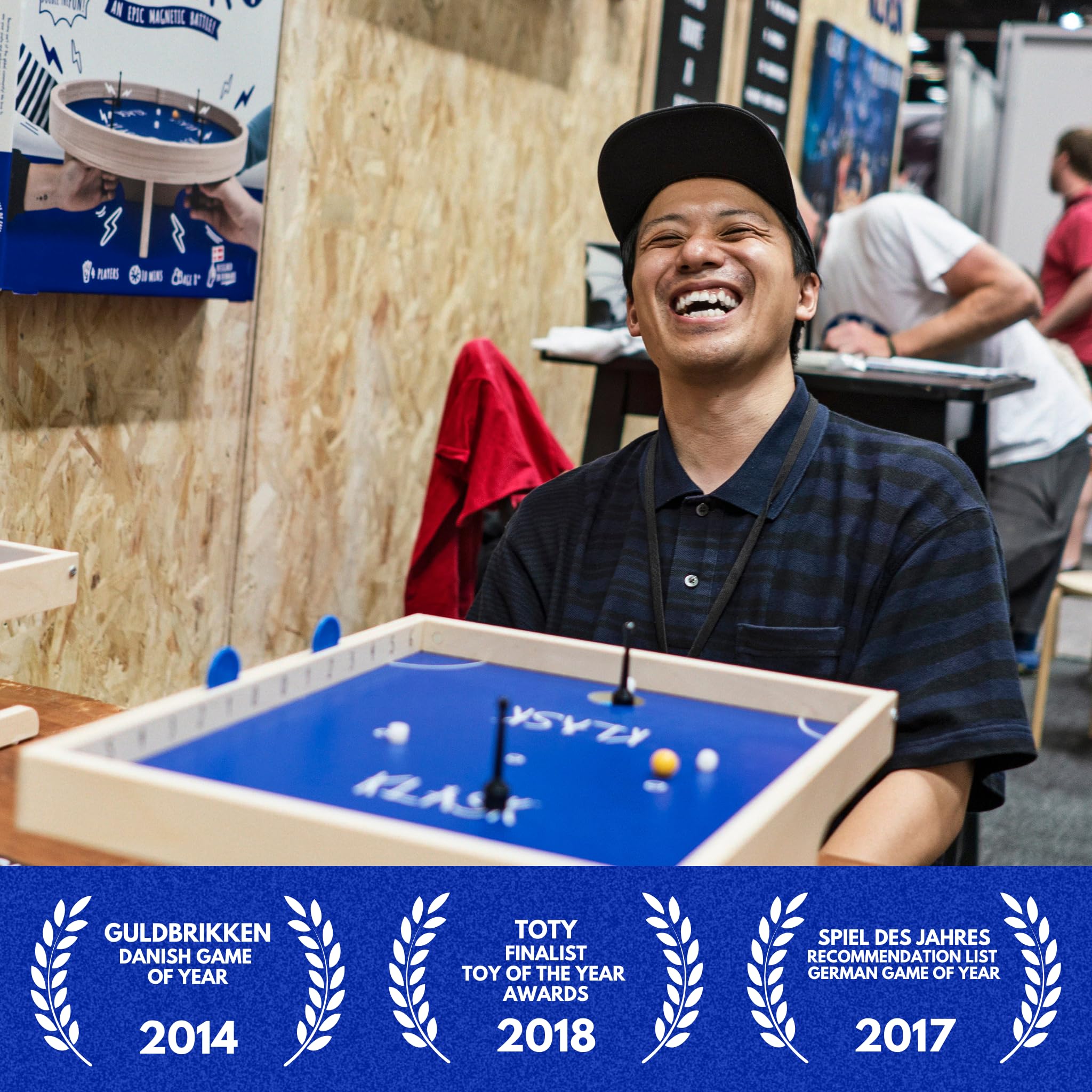 KLASK compact pub-friendly design fits on any table for social play.