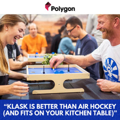 KLASK wooden finish design adds warm style to any game night.