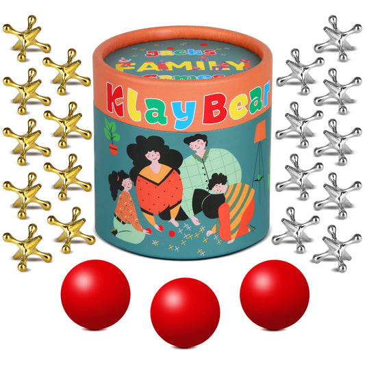KlayBear Jacks game set, front view, ideal for family playtime.