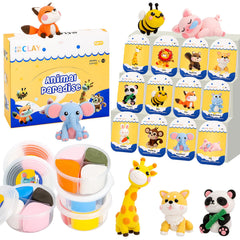 Kleikyerel air-dry clay kit for kids with animal figures and tools