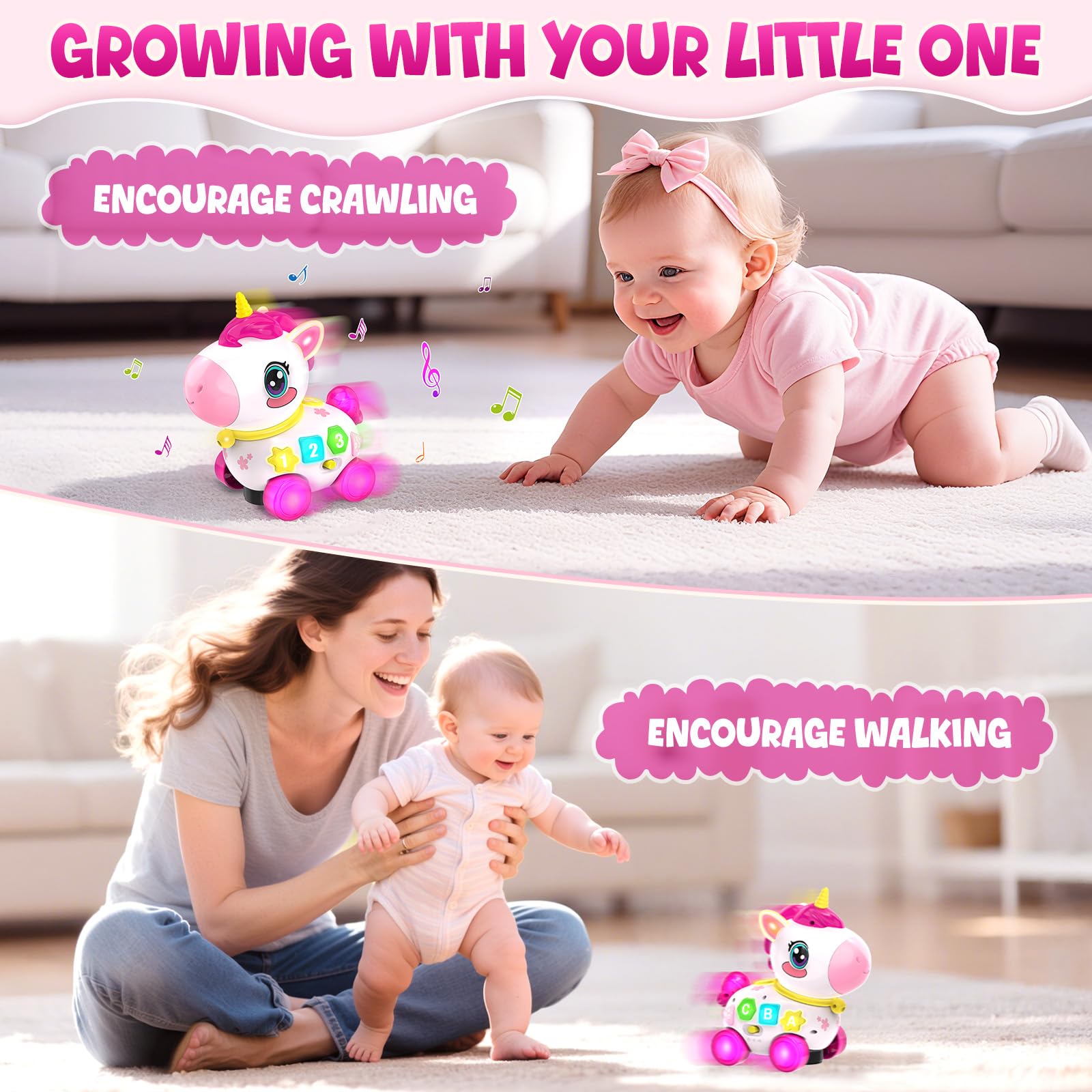 Kleikyerel crawl-to-walk support toy with safe movement features
