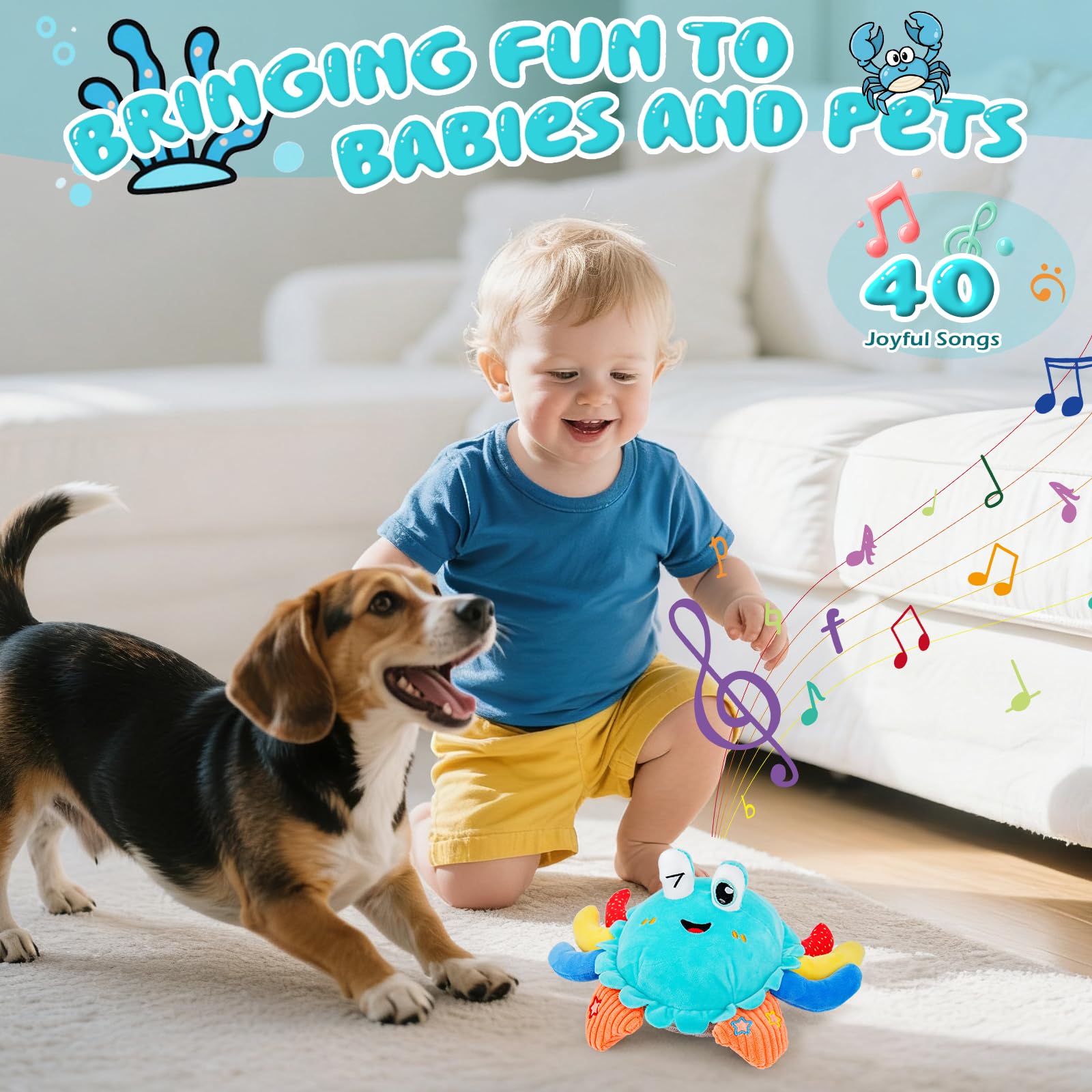 Kleikyerel dancing crab plush encourages active movement during play.