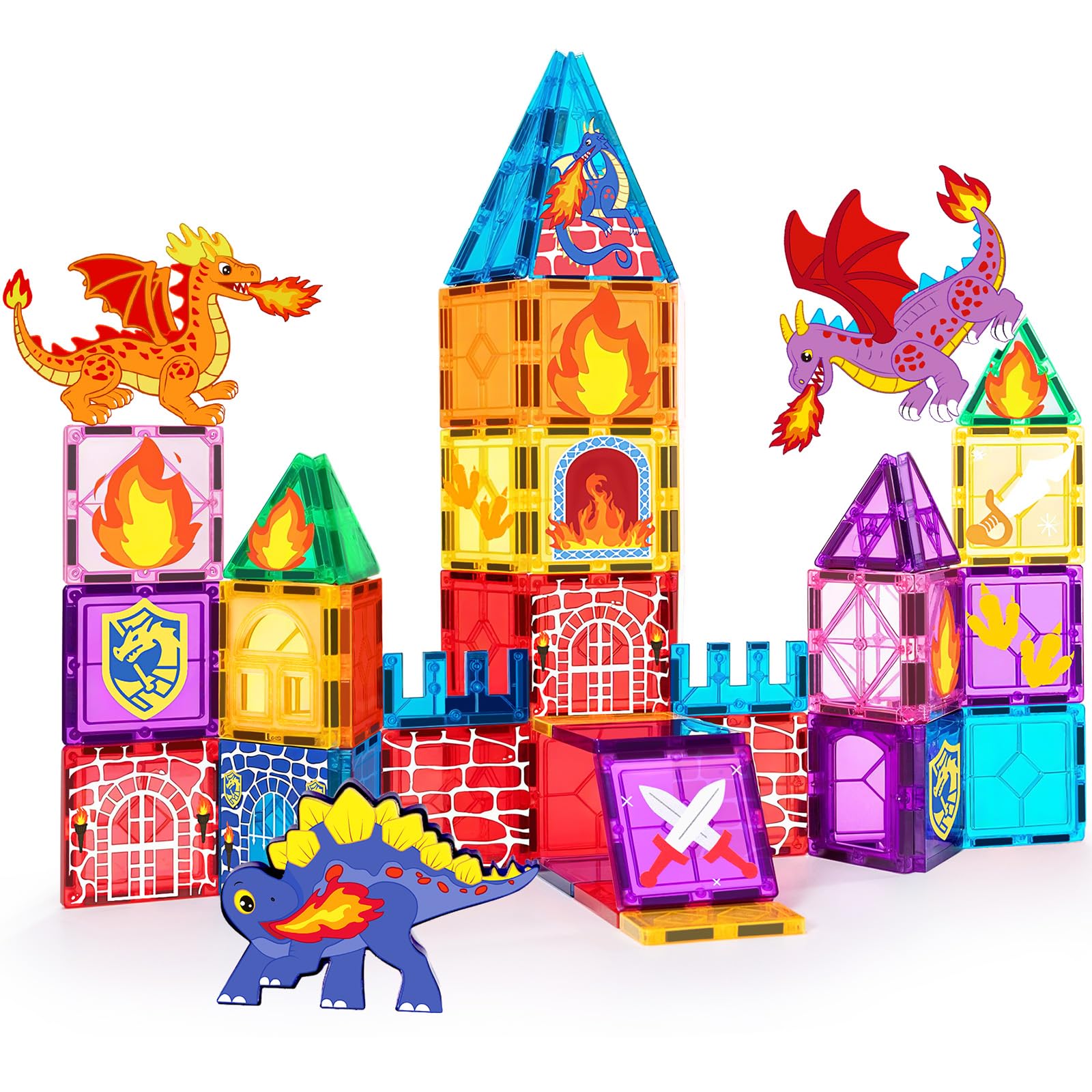 Kleikyerel Dragon Tiles front view shows vibrant colors for imaginative play.