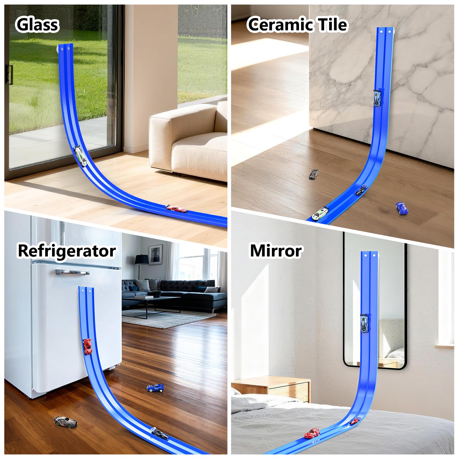 Kleikyerel track attached to a window with suction cups for portable fun