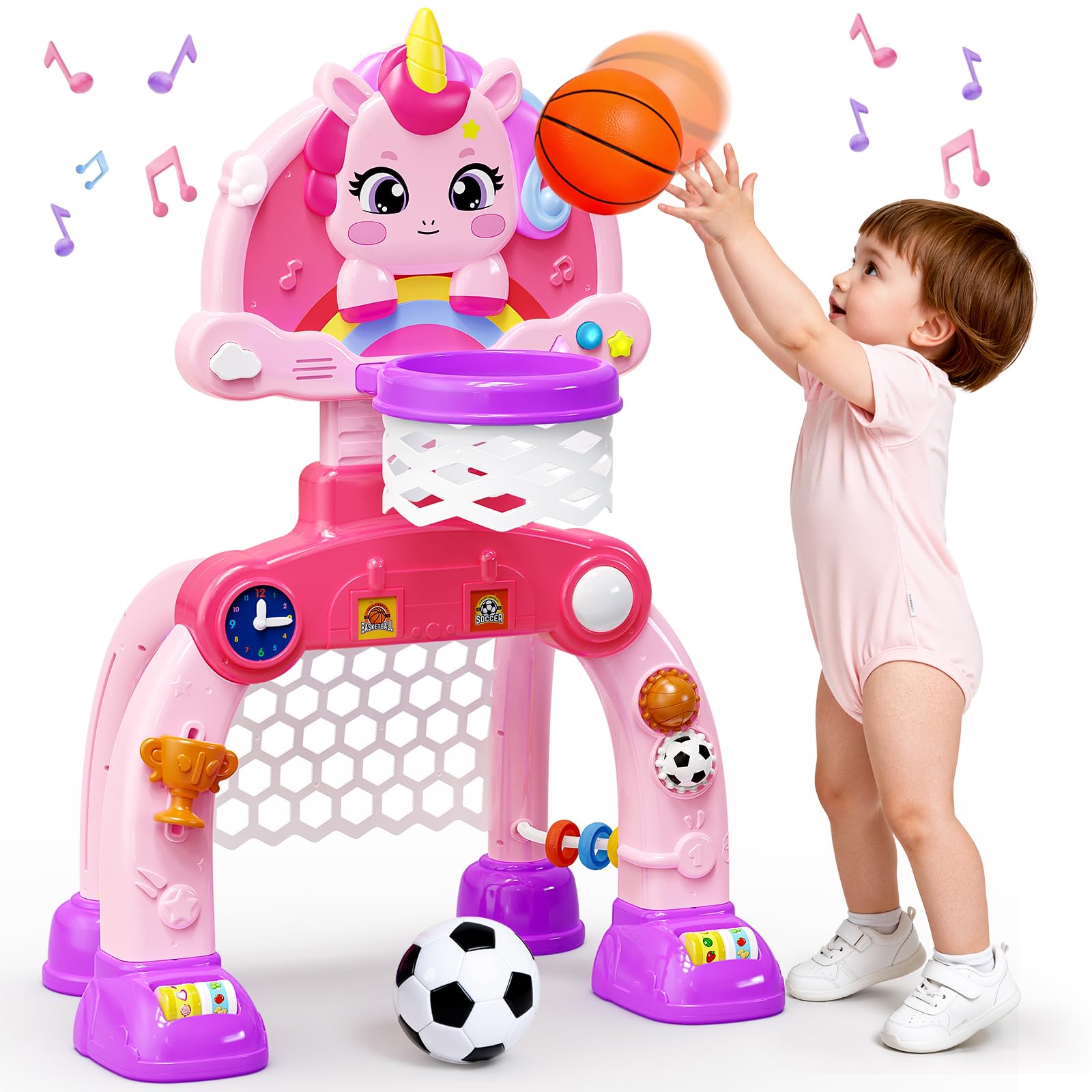 Kleikyerel toddler basketball hoop with stable base for safe play