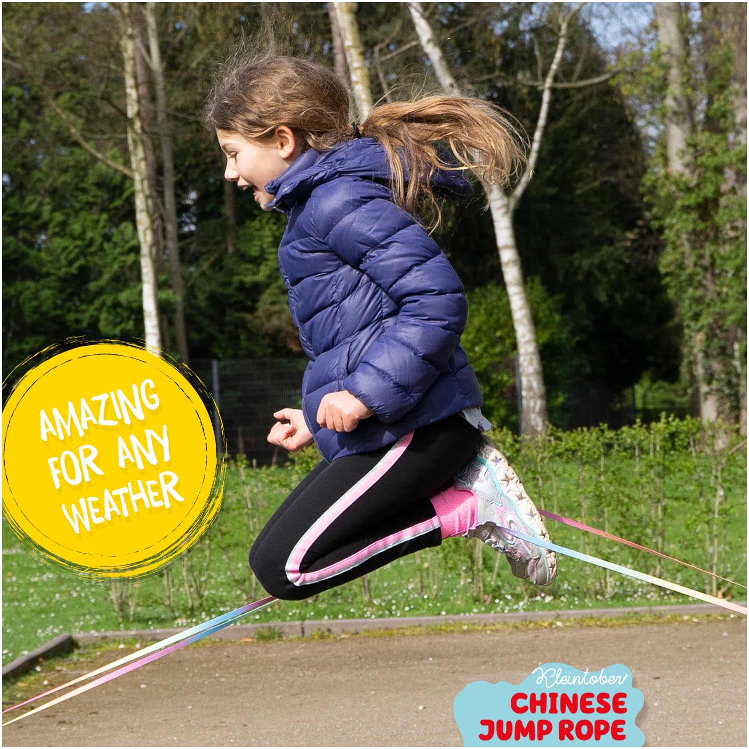 Kleintober Chinese Jump Rope carry bag keeps the set portable for on-the-go fun