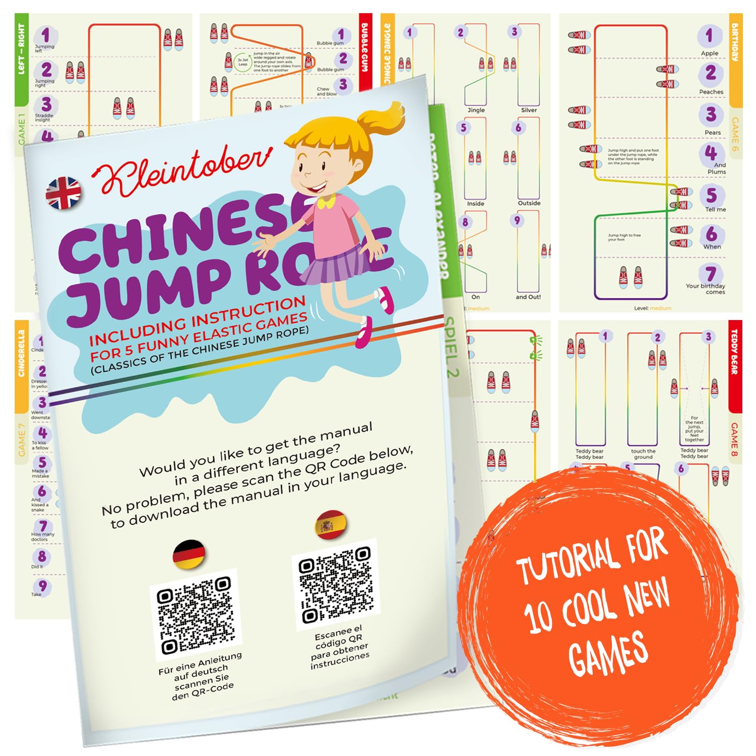 Kleintober instruction card outlines 10 games for family activity