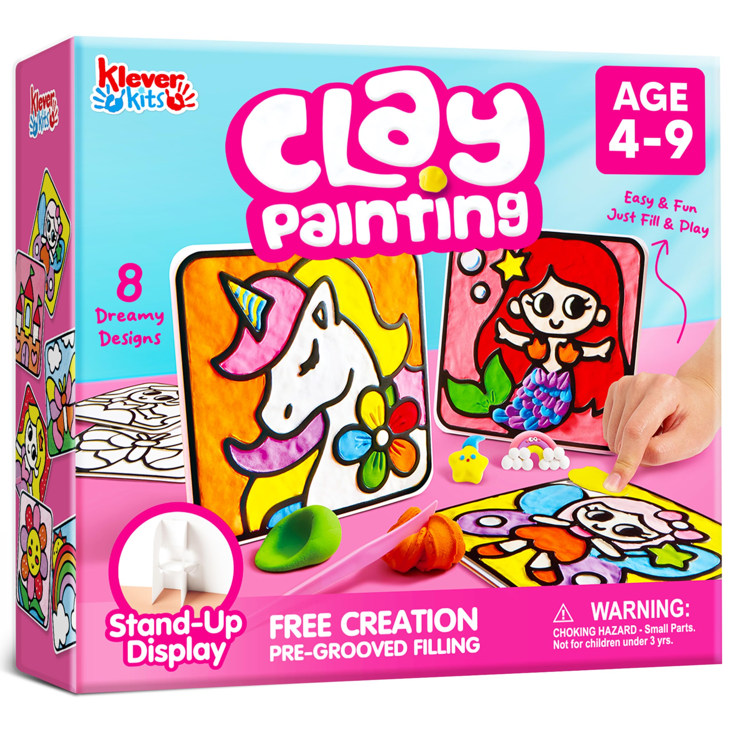 Klever Kits air-dry clay painting board with grooves for tidy lines and easy filling.