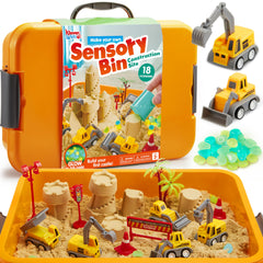 Klever Kits construction sensory bin for toddlers with buildable components and tools