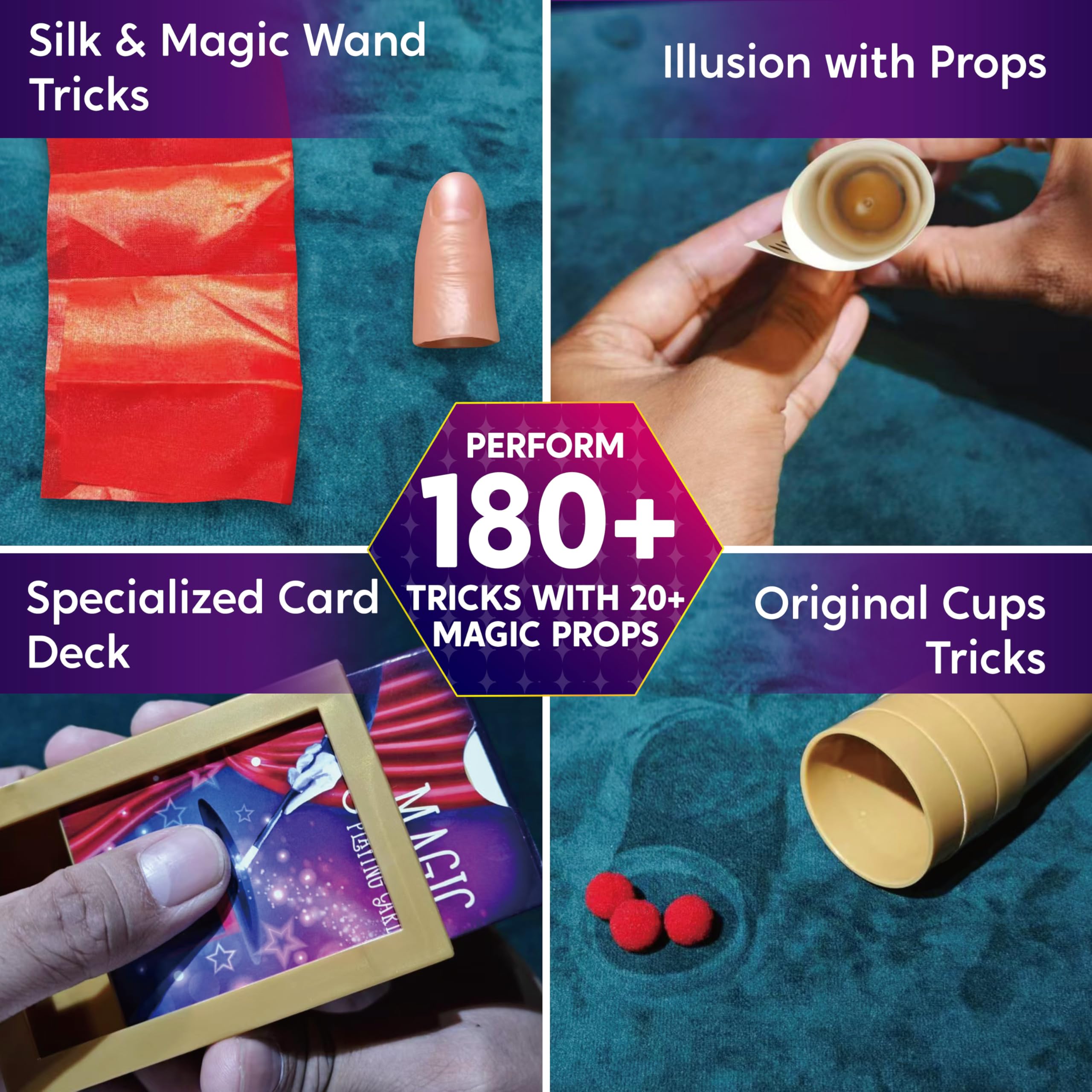 Klever Kits cups and balls props for practicing classic tricks with confidence.