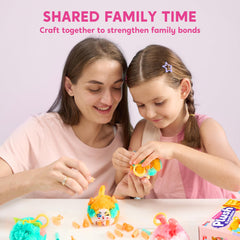 Klever Kits materials layout highlights threads and stuffing for creative, personalized plush keychains.