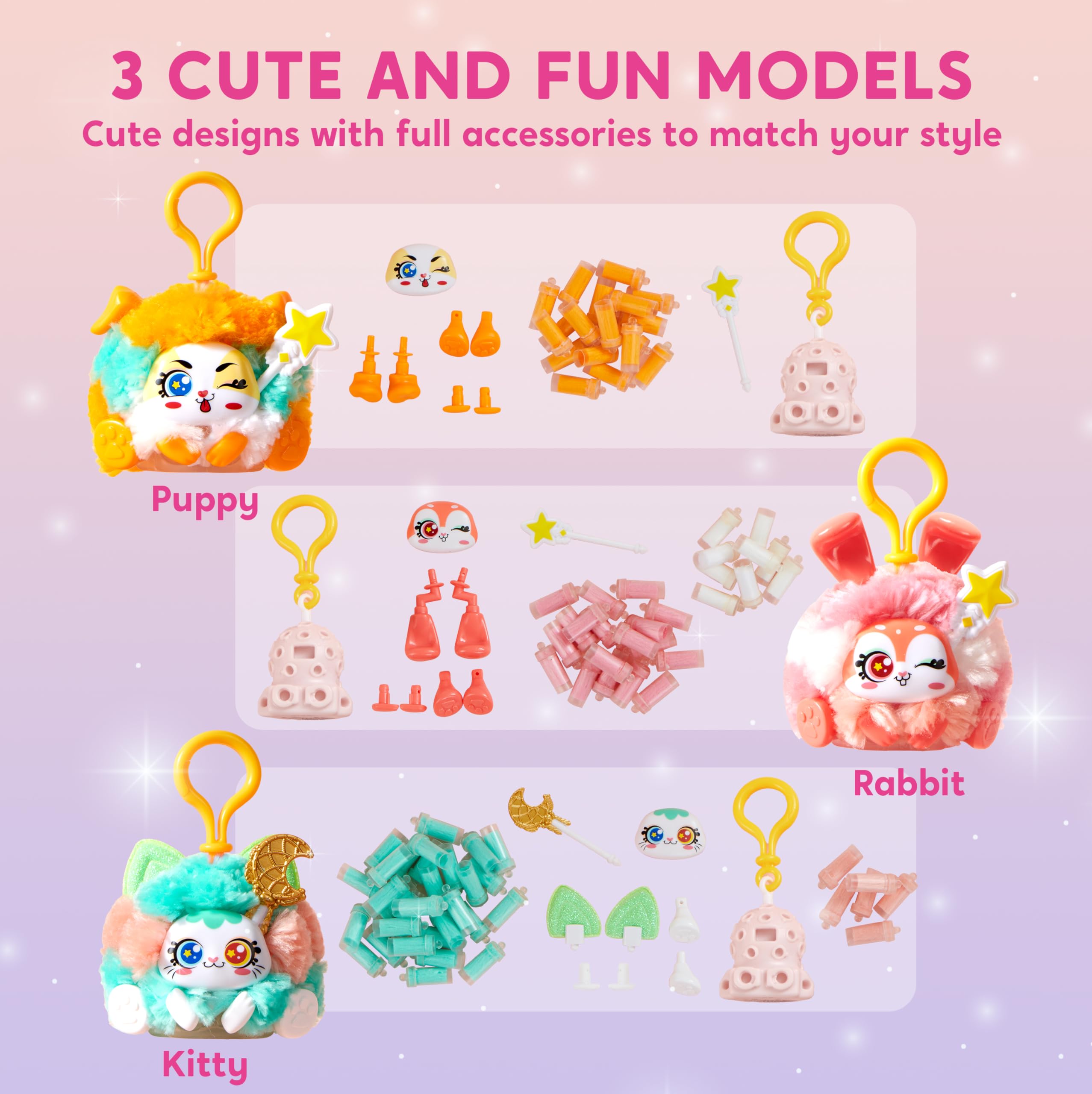 Klever Kits plush keychain puppy model inspires playful customization and simple assembly for kids.