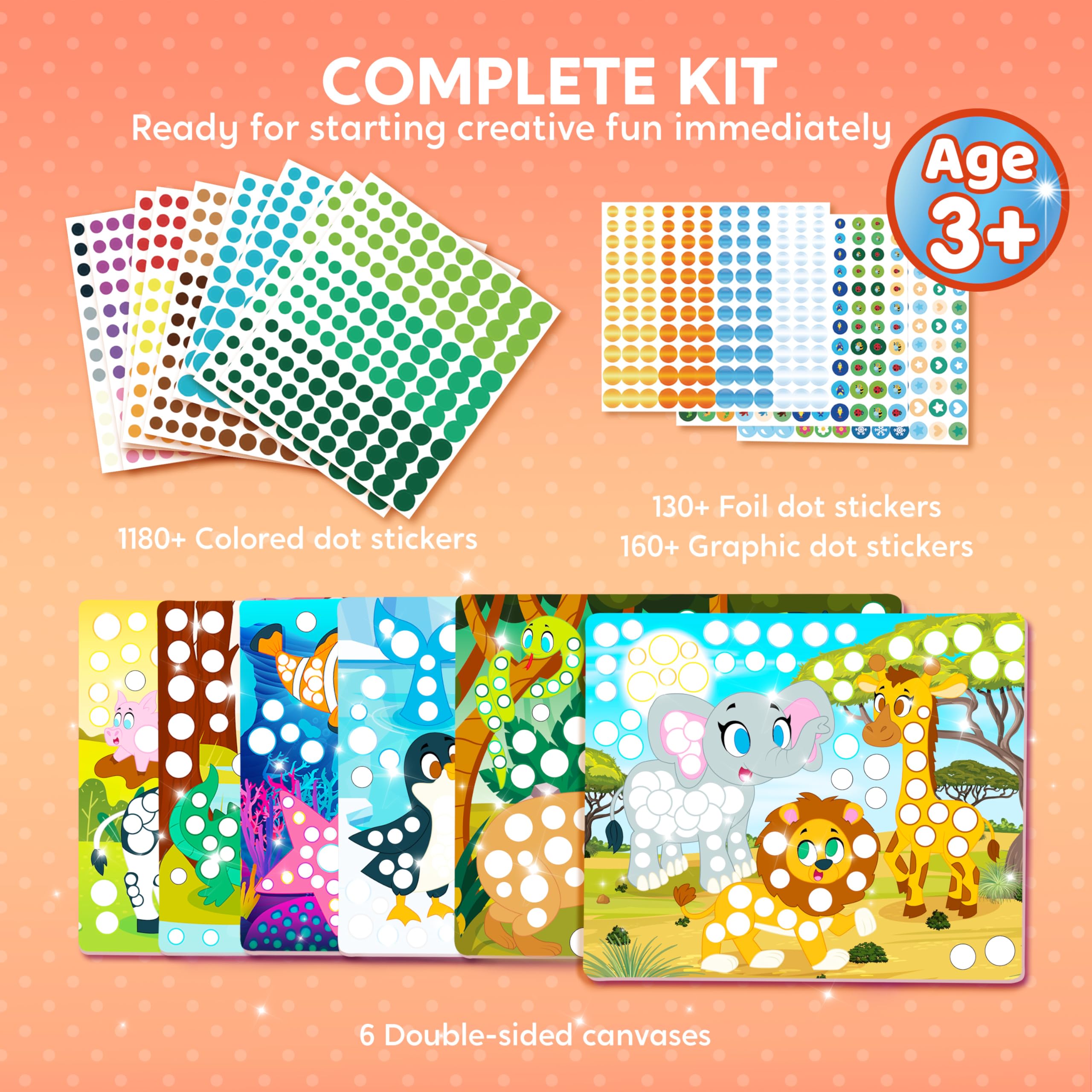 Finished animal scene from Klever Kits Dot Art Kit ready for storytelling