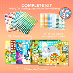 Finished animal scene from Klever Kits Dot Art Kit ready for storytelling