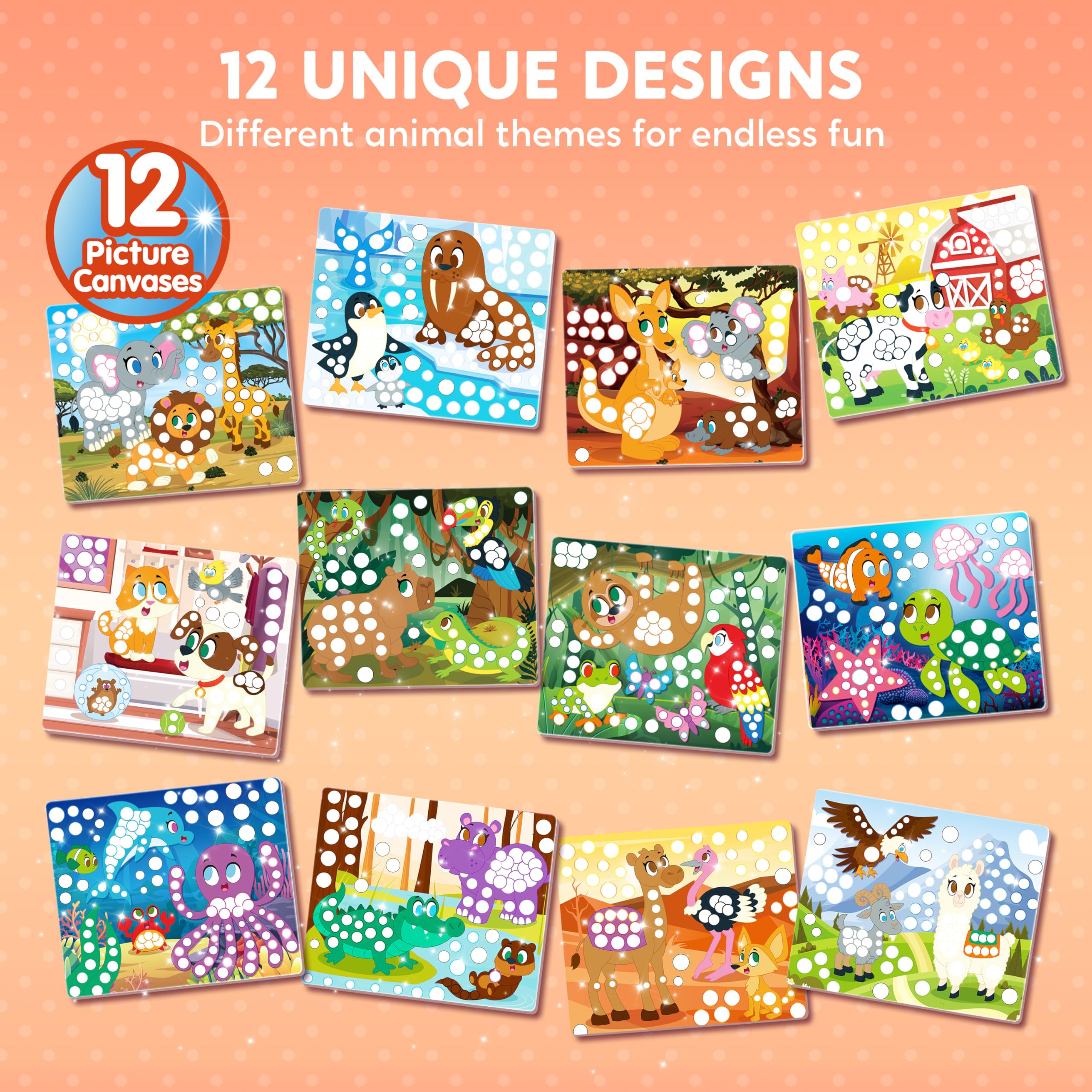 Kid applying stickers from Klever Kits Dot Art Kit for focused crafting