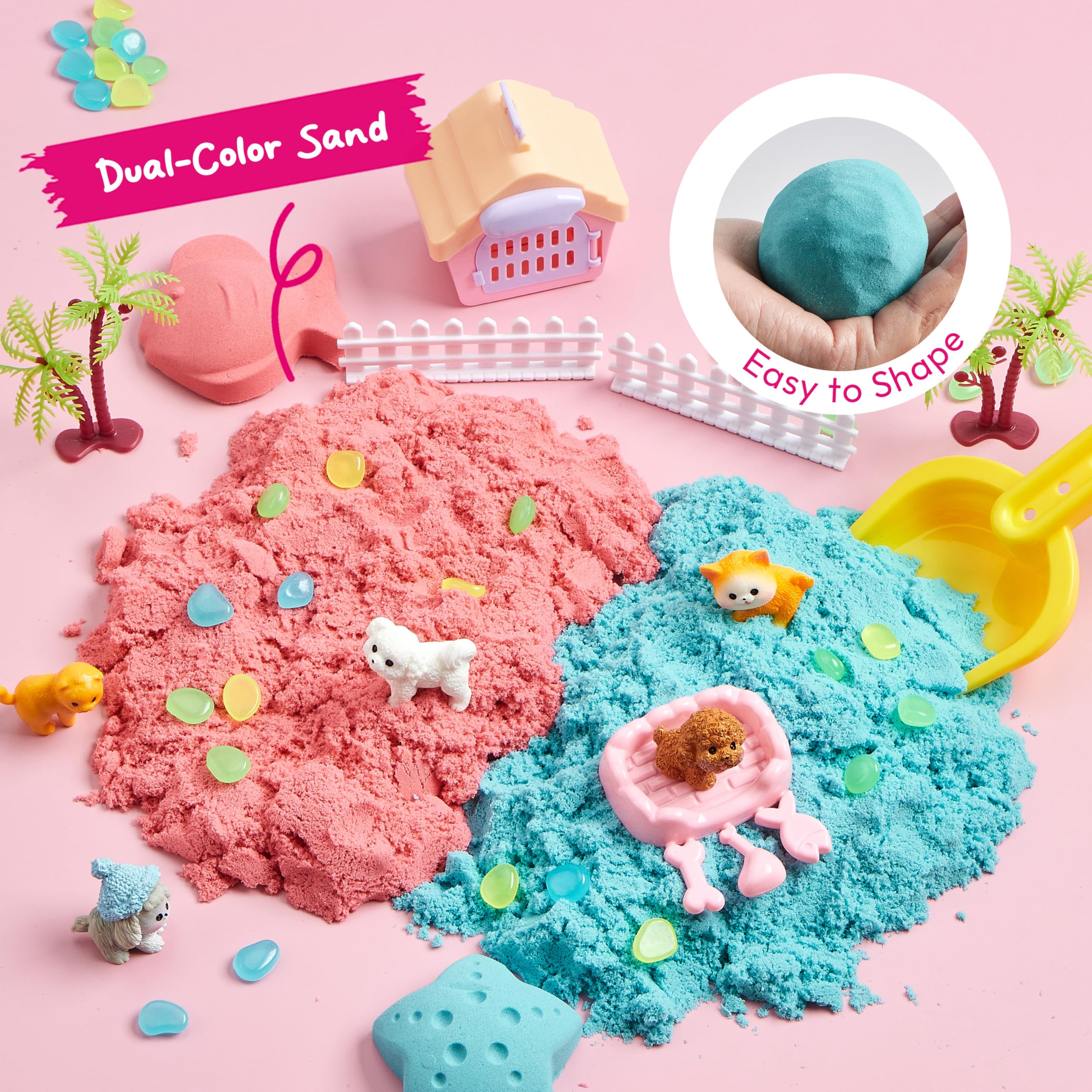 Klever Kits dual-color sand enables moldable, mess-free exploration.