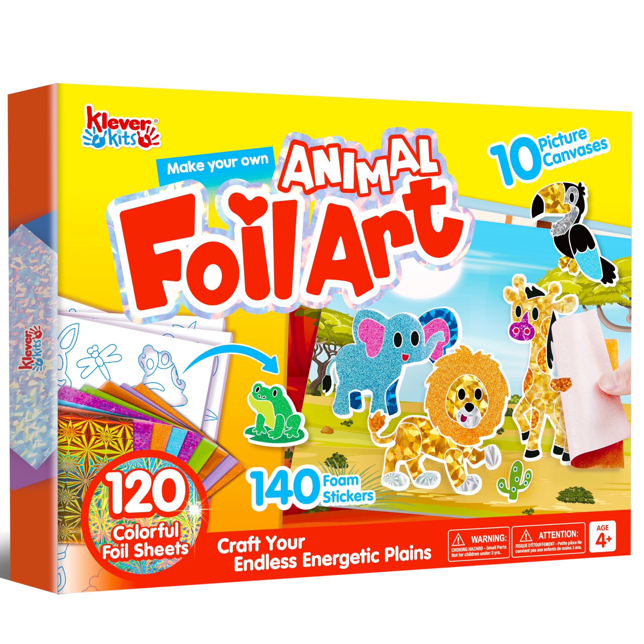 Klever Kits foil art kit dinosaur canvases invite imaginative play with vibrant foil