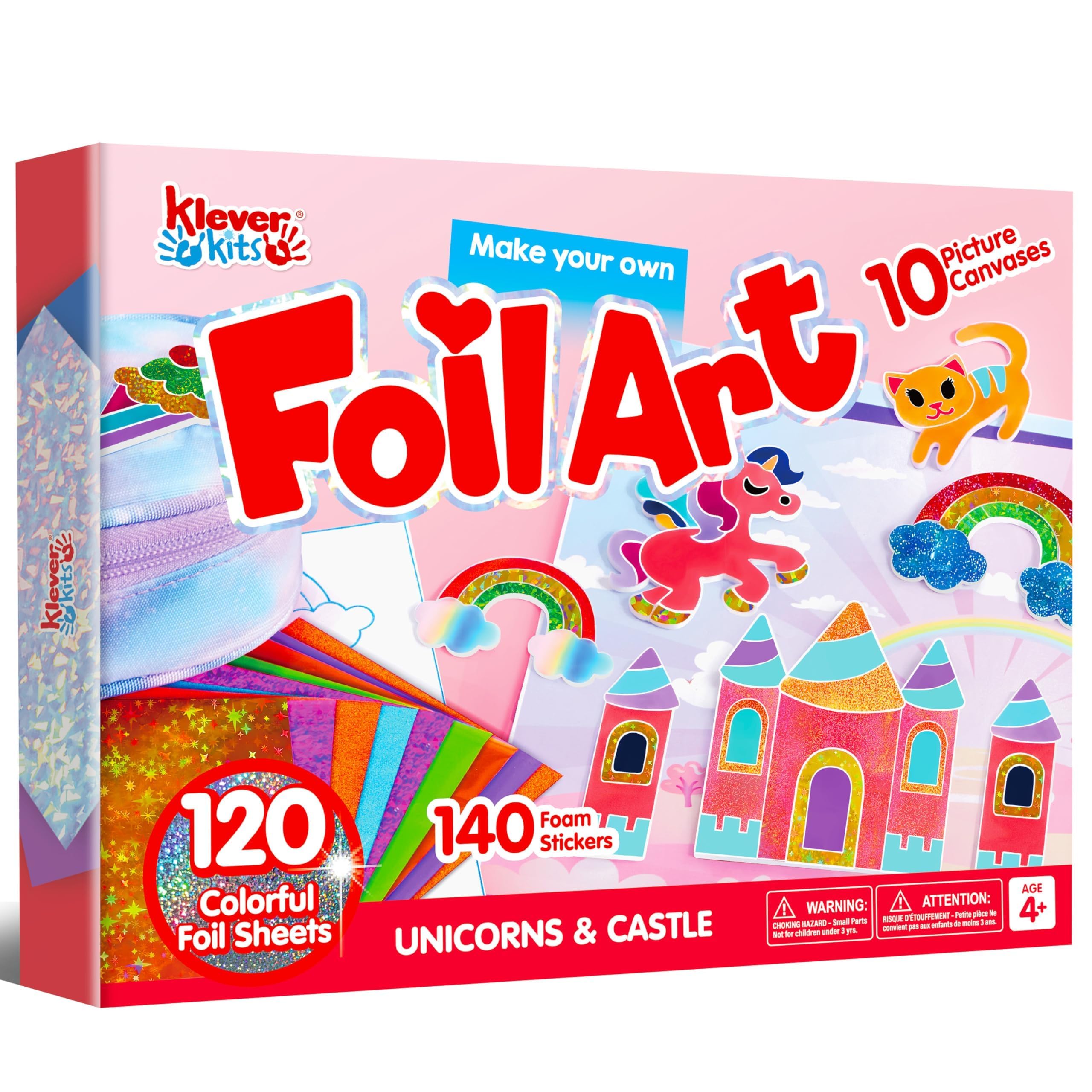 Klever Kits foil art kit princess canvas for imaginative, mess-free coloring
