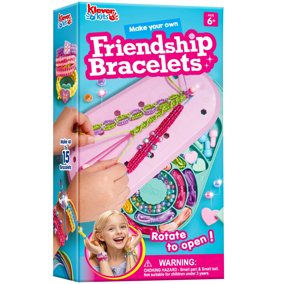 Klever Kits friendship bracelet kit box with colorful components for creative crafts