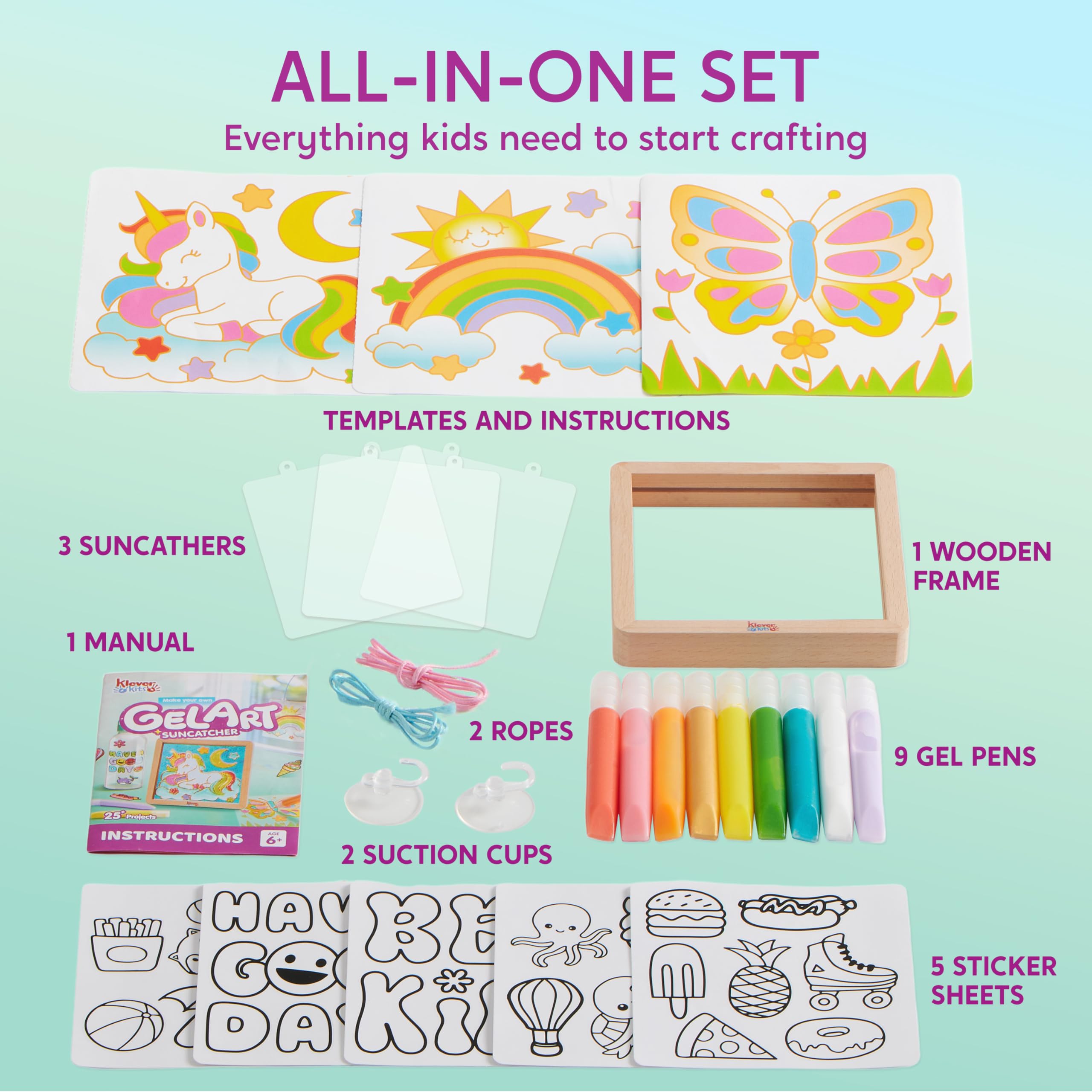 Klever Kits gel art window sheet enhances bright, display-worthy artwork.