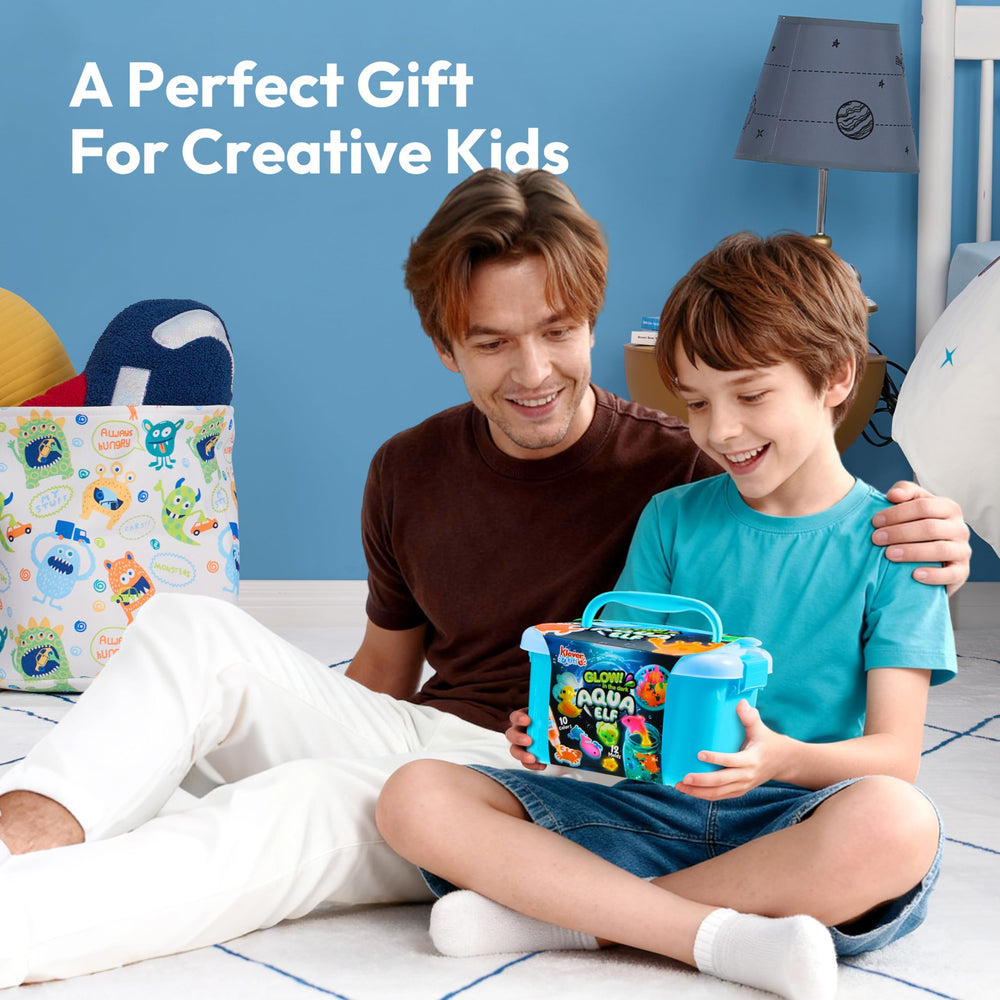 Klever Kits glow-in-dark effect enhances night-time storytelling with luminous figures.