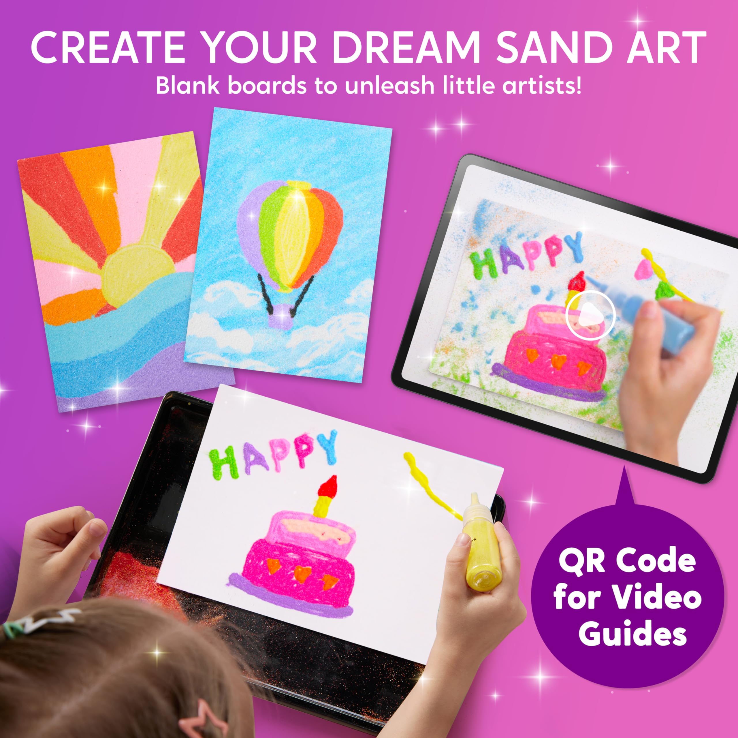 Klever Kits Glow Sand Mess-free tray keeps art time tidy.