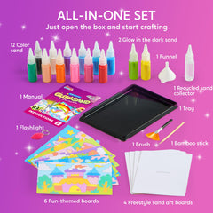 Klever Kits Glow Sand Pre-cut Boards guide kids to creative layouts.