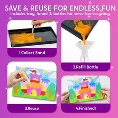 Klever Kits Glow Sand Rainbow mixing from leftover sand supports eco-friendly play.
