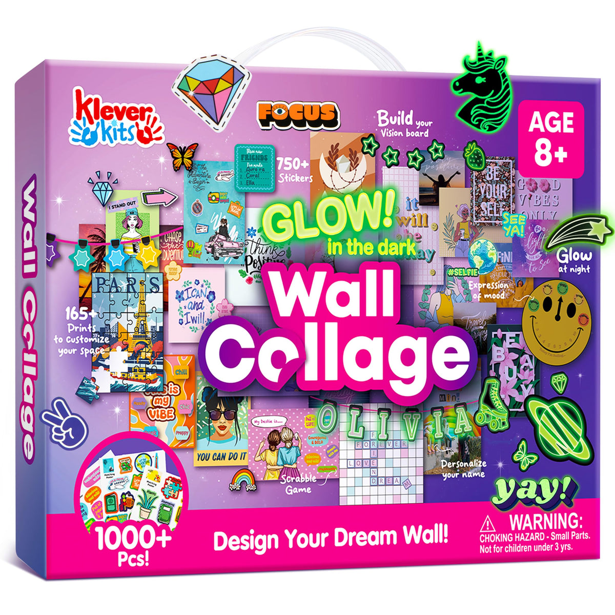 Klever Kits glow wall collage night scene enhances teen room ambiance