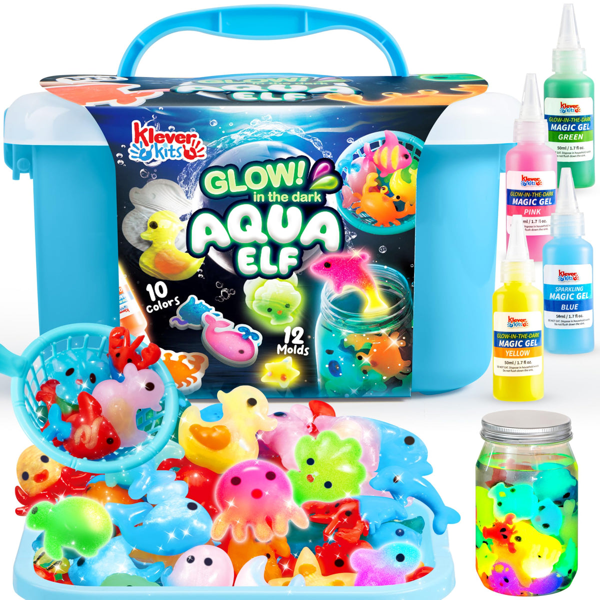 Klever Kits glow water gels illuminate imaginative play with safe glow effects.