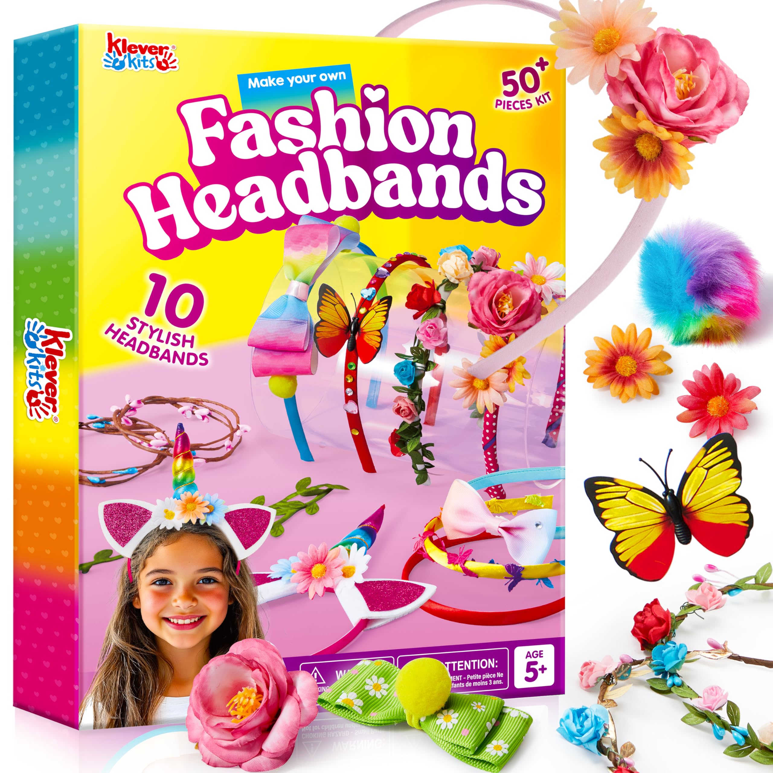 Klever Kits headband making kit with eight satin headbands for stylish DIY accessories.