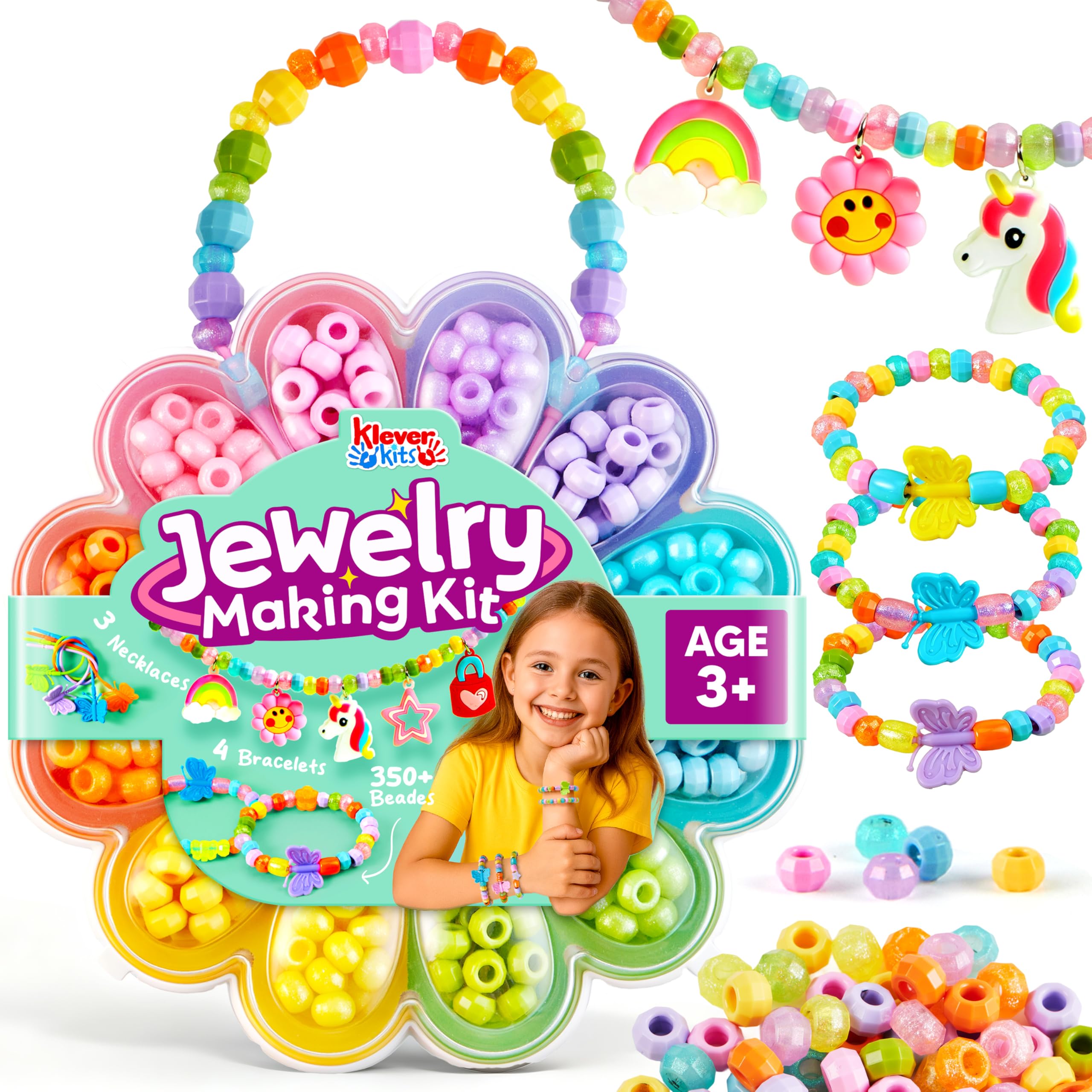 Klever Kits beads assortment for colorful bracelet and necklace making.