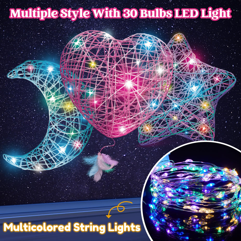 Klever Kits LED string lights with 30 bulbs brighten craft projects.